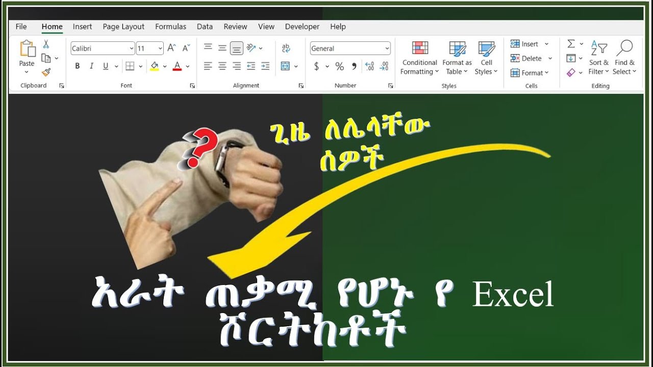 አራት የኤክስኤል ሾርትከቶች 4 Excel Shortcuts