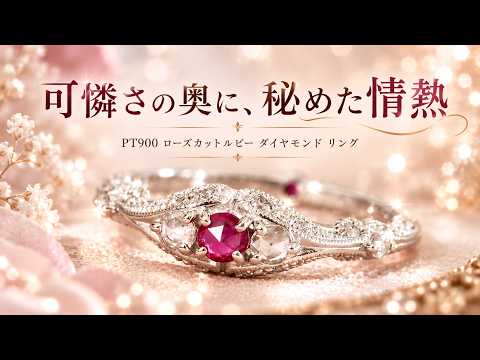 PT900 ローズカットルビー ローズカットダイヤモンド ダイヤモンド ルビー リング