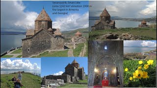 Sevanavank Monastery  and Lake Sevan, area 1242 sq. km, elevation 1900 m the largest in Caucasus