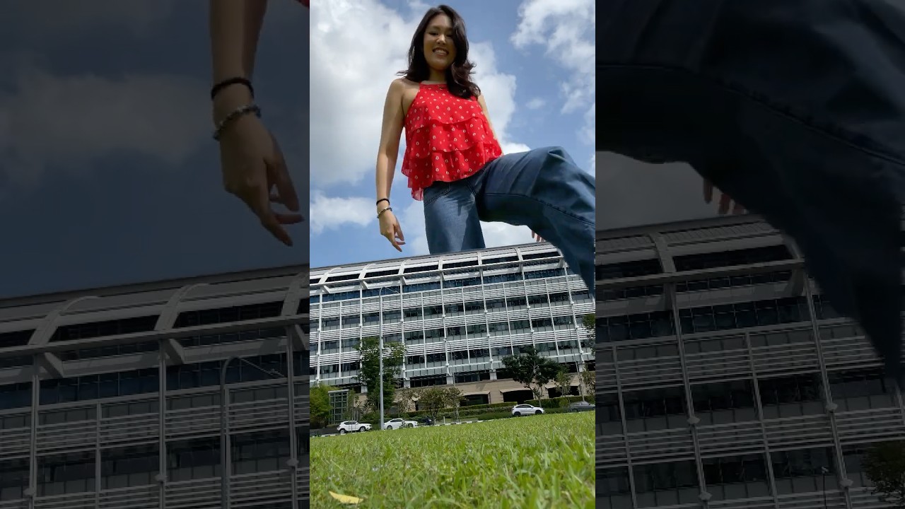 GIANT steps over the building!🚶‍♂️🏙️ The magic of video editing! ✨ 