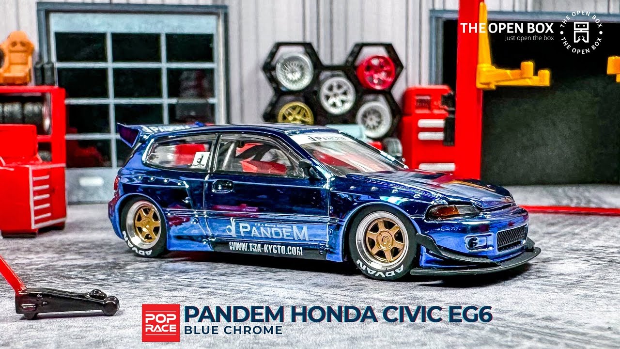 r*n様 ジャメゴン 青成型 Unboxing POP RACE 1:64 Pandem Honda Civic EG6 v1.5 - Blue Chrome