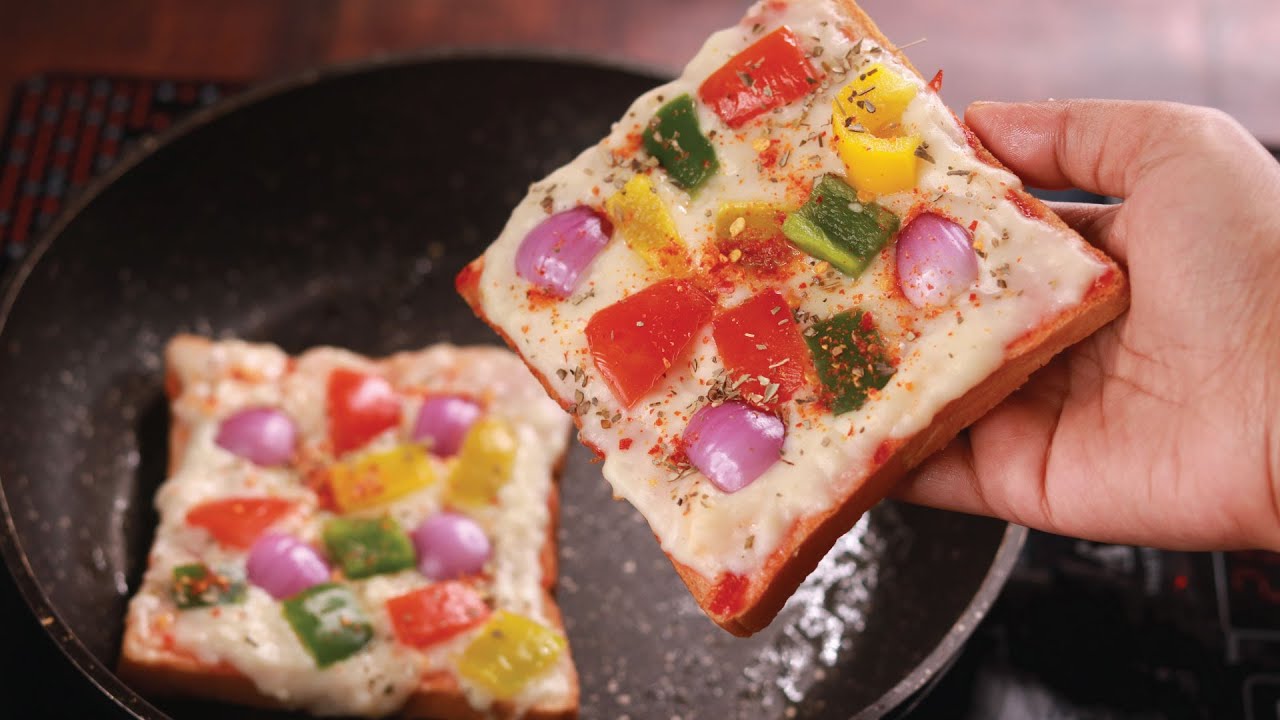 Bread Pizza Without Cheese | No Cheese Pizza Recipe | Bread Pizza Recipe | T'stove