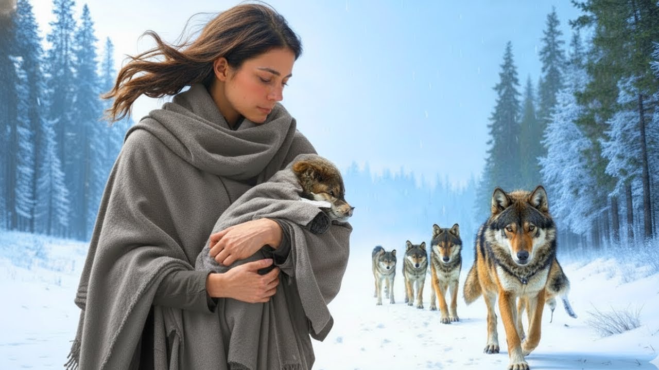 Elle protège un loup mourant dans la neige — la visite de la meute change son destin