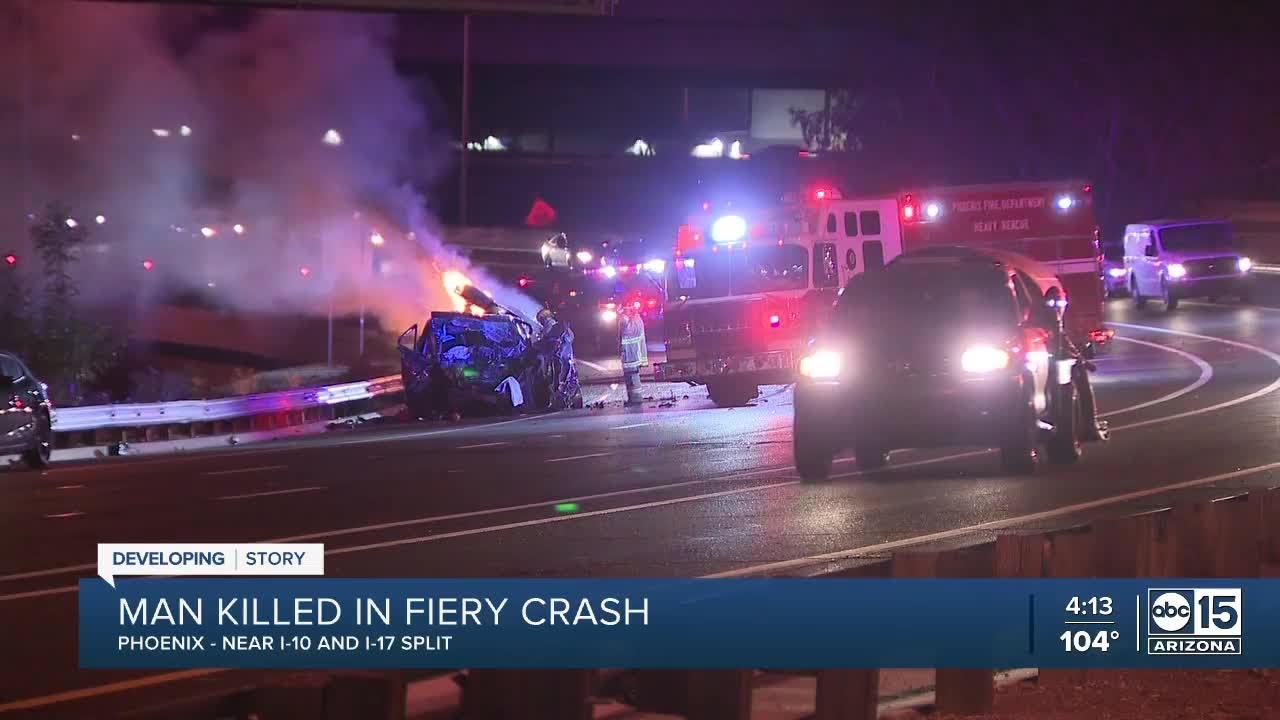 One person killed in fiery crash near I-10 and I-17 split in Phoenix ...