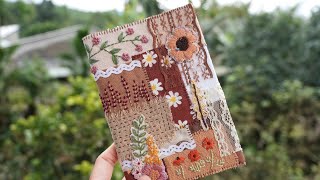 Turning Fabric Scraps into a Notebook Cover | Patchwork \u0026 Hand Embroidery