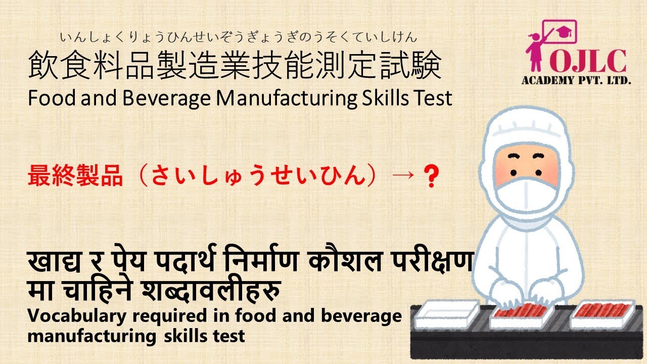 SSW Food and Beverages Manufacturing ||飲食料品製造業|| Vocabulary ||