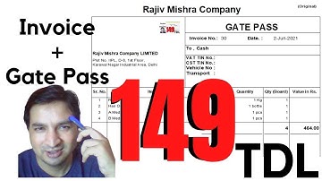 Tally Chapter 149 TDL for Invoice Gate Pass Exit Pass By Rajiv Mishra Computer Class | TDL File Code