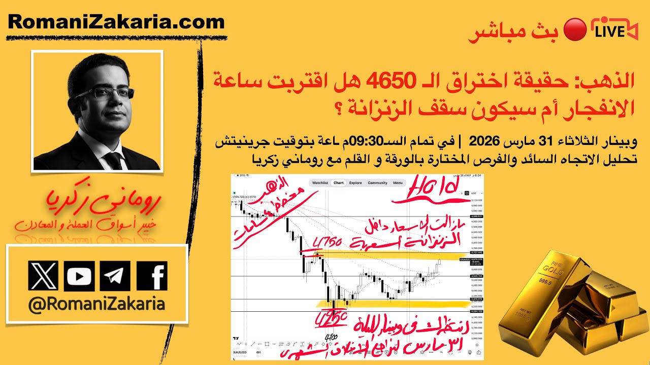 🔴 بث مباشر : #الذهب حقيقة اختراق الـ 4650 🏛️ هل اقتربت ساعة الانفجار أم سقف الزنزانة؟
