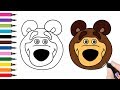 Как нарисовать медведя из Маша и медведь. Рисуем медведя. How to draw Masha and the bear. 怎样画玛莎和熊