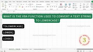 What is the vba function used to convert a text string to lowercase | VBA for beginners