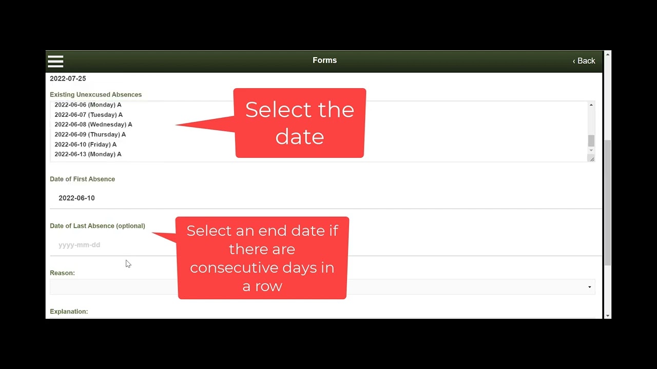 E Absence Tool Parent Mobile View - YouTube