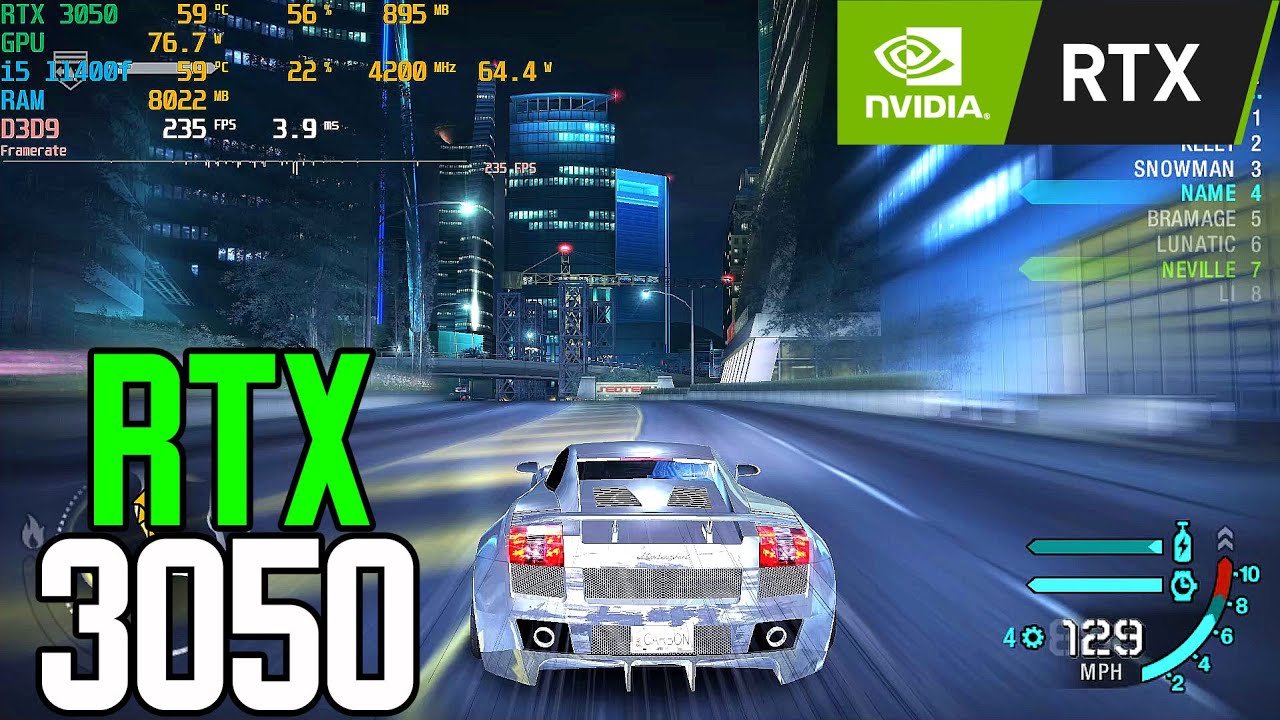 RTX 3050 8gb | i5 11400f | Need for Speed: Carbon