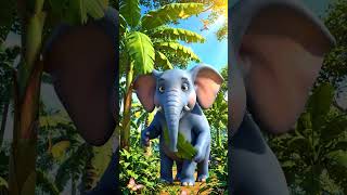 Elephant Eating Banana Tree#ElephantCartoon#JungleCartoon#CuteElephant