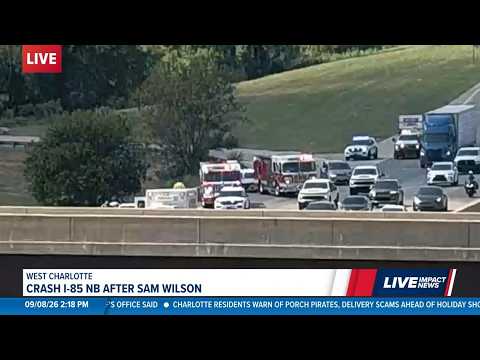 Major delays after crash on I-85 in west Charlotte