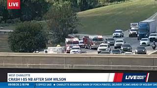 Major delays after crash on I-85 in west Charlotte