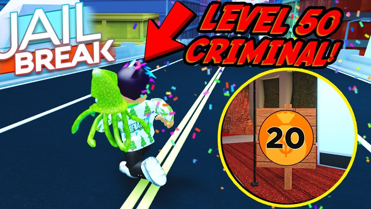 Max Criminal Level In Jailbreak Level 50 Roblox Youtube - noob vs pro new cop xp glitch roblox jailbreak winter update