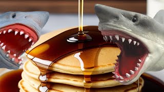 Shark puppet and pancakes