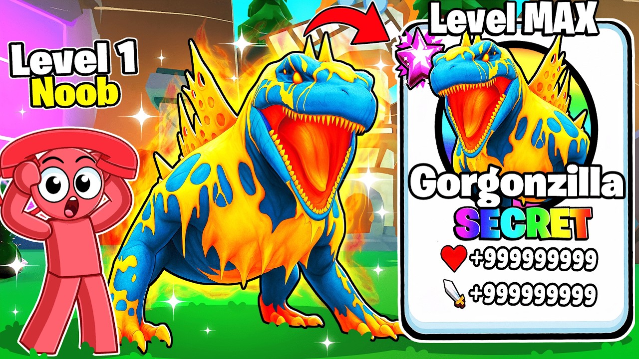 Разблокировка максимального уровня OP Gorgonzilla в Brainrot Evolution