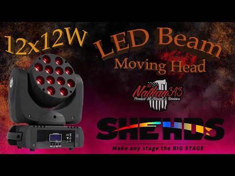 Shehds 12x12W RGBW LED Beam Moving Head Light - YouTube