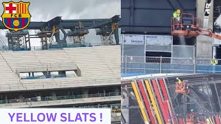 Roof Radial Beams Installed, Interior Transforms &amp; Yellow Slats Shine!