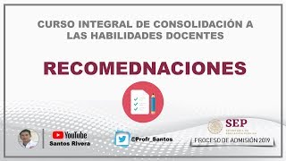 Recomendaciones para tomar el Curso Integral de Consolidación a las Habilidades Docentes