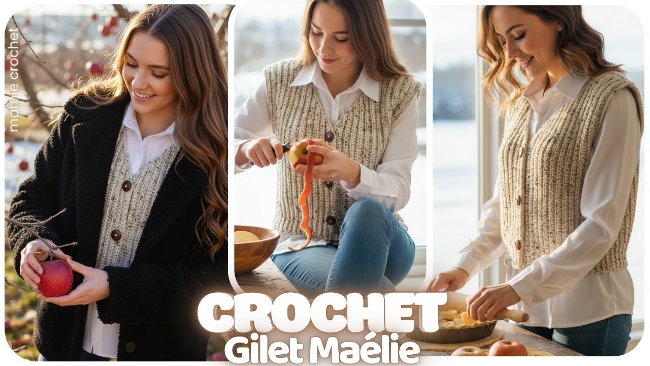 🎉🧶 ADORABLE GILET SANS MANCHE TOUTES TAILLES FACON GILET DE BERGER !!! 😍🎉  TUTO MAELIE @MamieCrochet