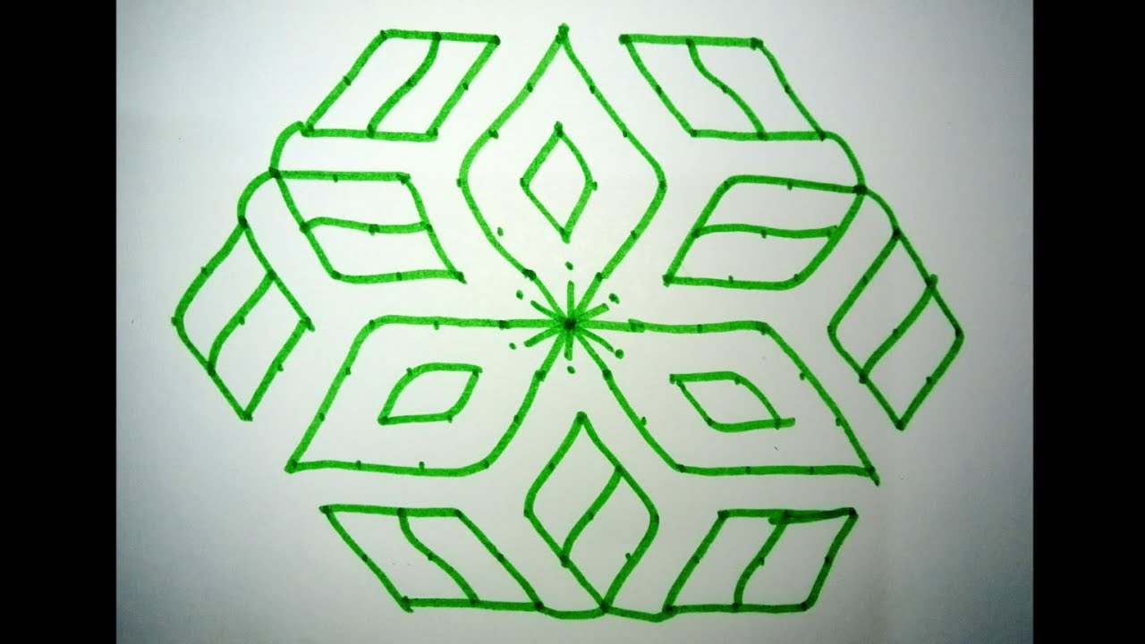 Simple Rangoli with 13-7 dots 