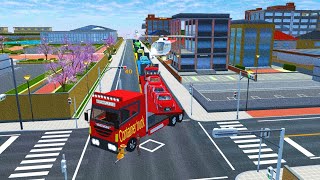 Four Flatbed Trailer Rainbow Cars Transportation With Truck In Front Of The School 🌈🚗🚙🚕 SAKURA 🚛🥶😘