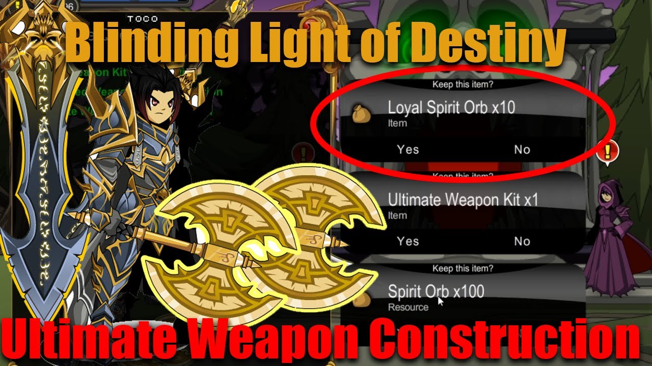 AQW Fastest Loyal Spirit Orb Ultimate Weapon Kit Construction Quest
