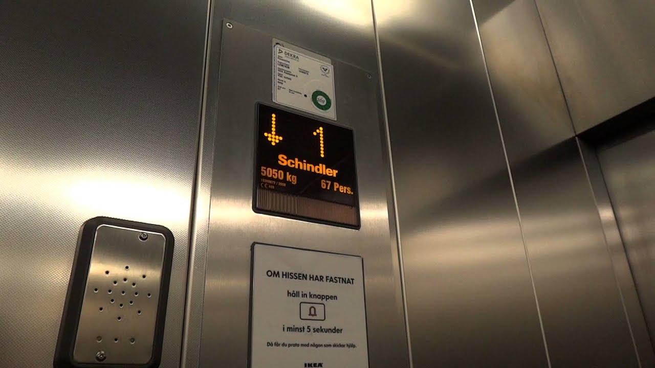 HUGE Schindler Holeless Hydraulic elevators @ IKEA Parking Garage, Uppsala, Sweden.