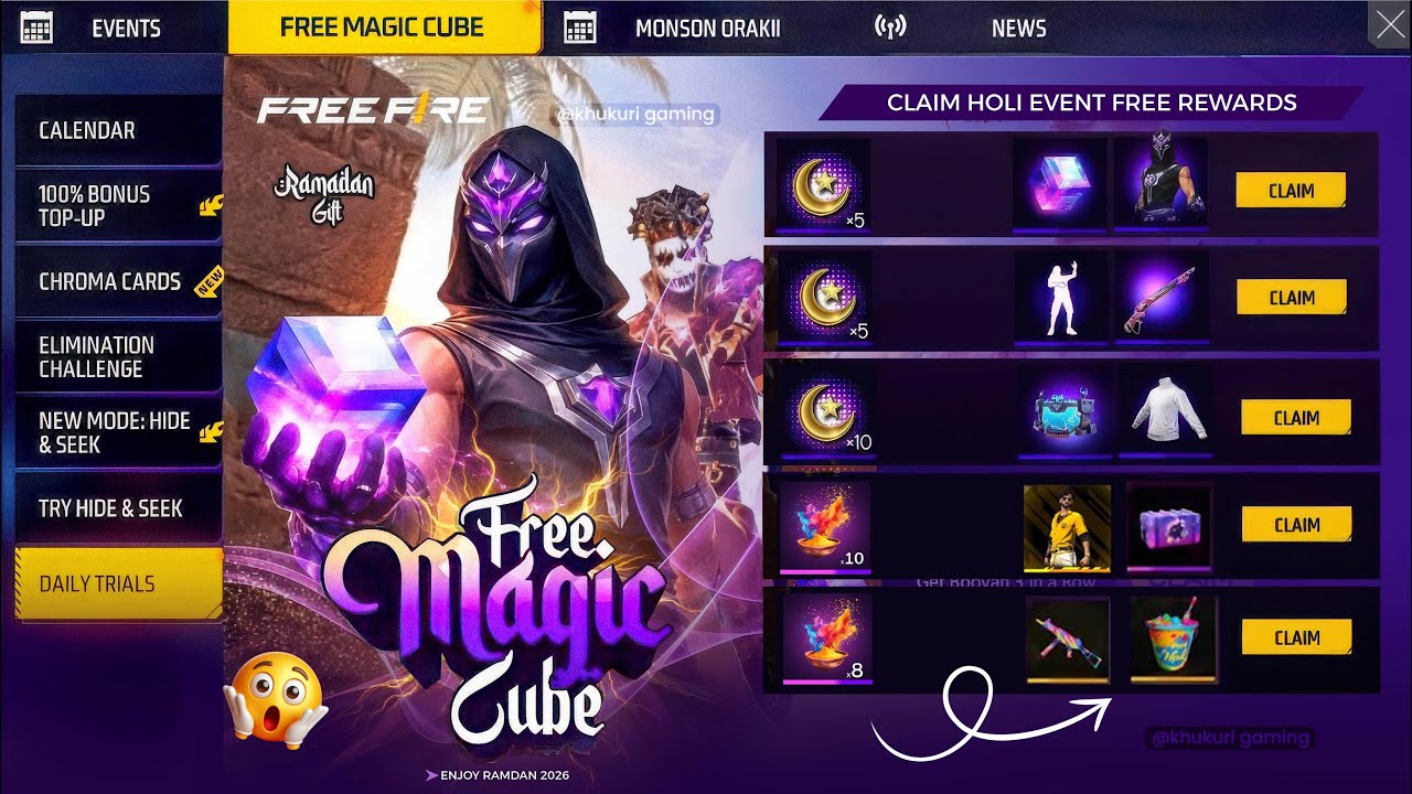 Claim Ramadan Special Free Magic Cube😱 + Holi Event  - FreeFire X DJ Alok / FF NEW EVENT TODAY