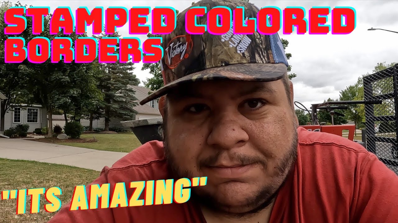 Colored and stamped concrete borders-AND mowing