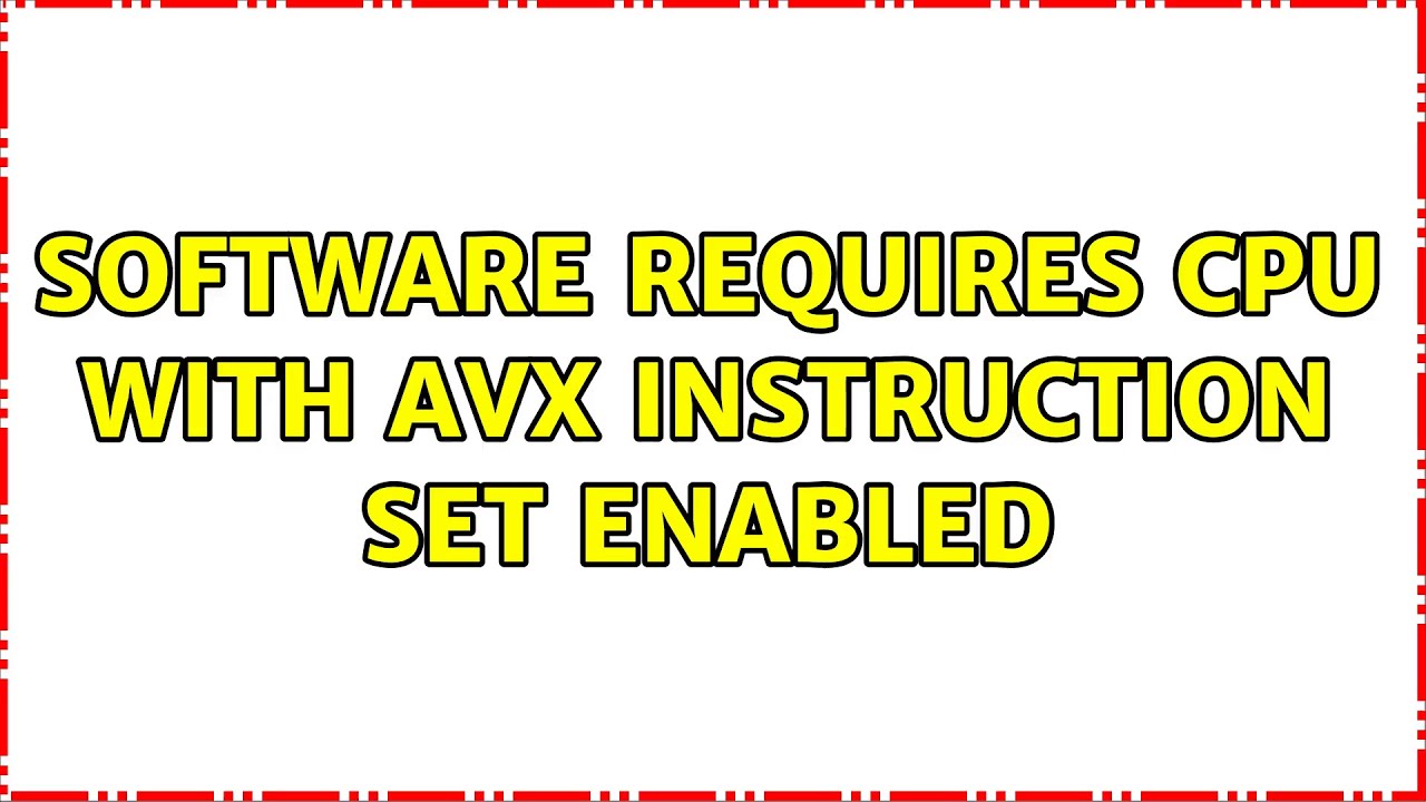 Cpu Avx Instruction Set