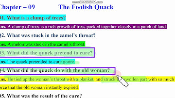 Grade 11 English/Inter Part 1 Question Answers Chapter No. 9: A Foolish Quack