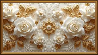 Luxury White & Gold Flowers 🌸 Elegant 4K Floral Screensaver for TV#LuxuryFloral #4KScreensaver