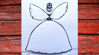 How to draw a girl/ Angel step by step drawing for beginners