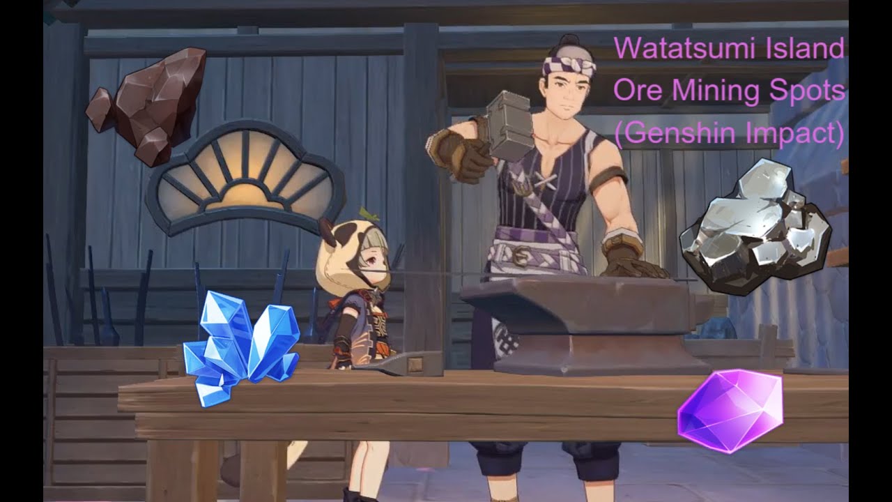 Watatsumi Island - Lump and Chunk Ore Mining Spots (Genshin Impact)