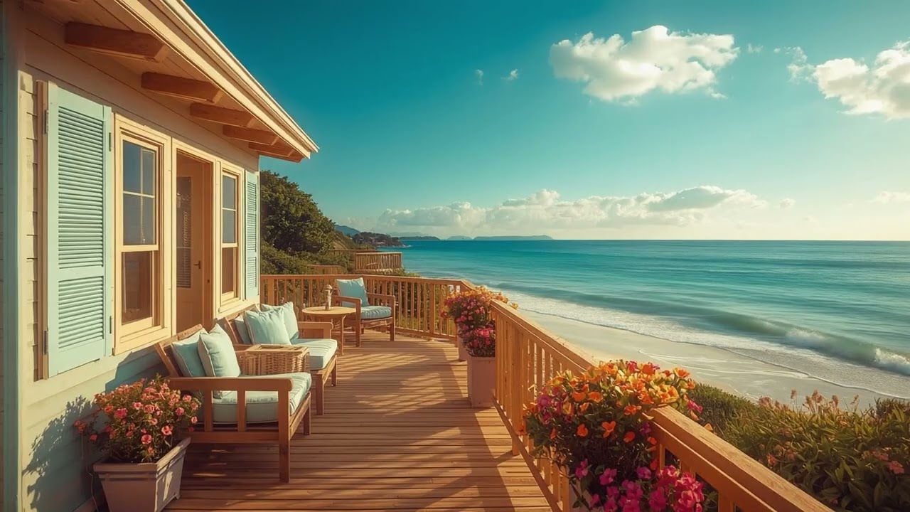 30 Minutes of Peaceful Beach Waves | Warm Cottage Ambience #relax #summer #sea #ocean
