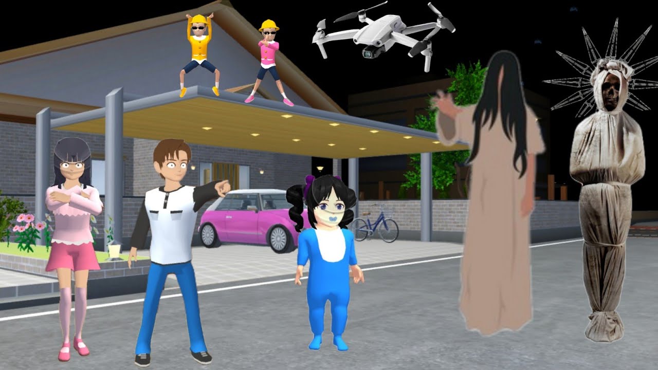 Yuta Mio Panik Drone Menangkap Baby Celine Di Tangkap KUNTILANAK, POCONG 😱 | Sakura School Simulator