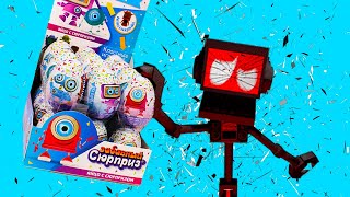 Очень злые роботы Сюрпризы в шоколадных яйцах - распаковка