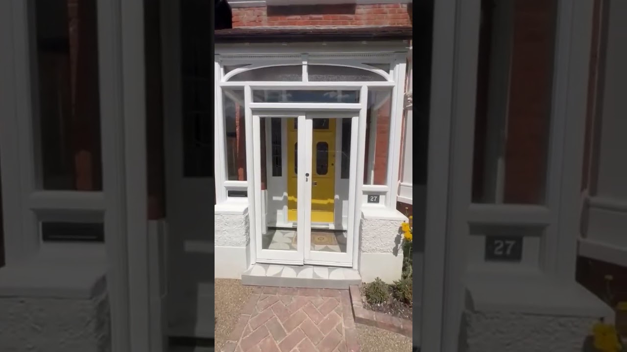 Retro fit. We installed this porch frame using the original doors and shape work. 