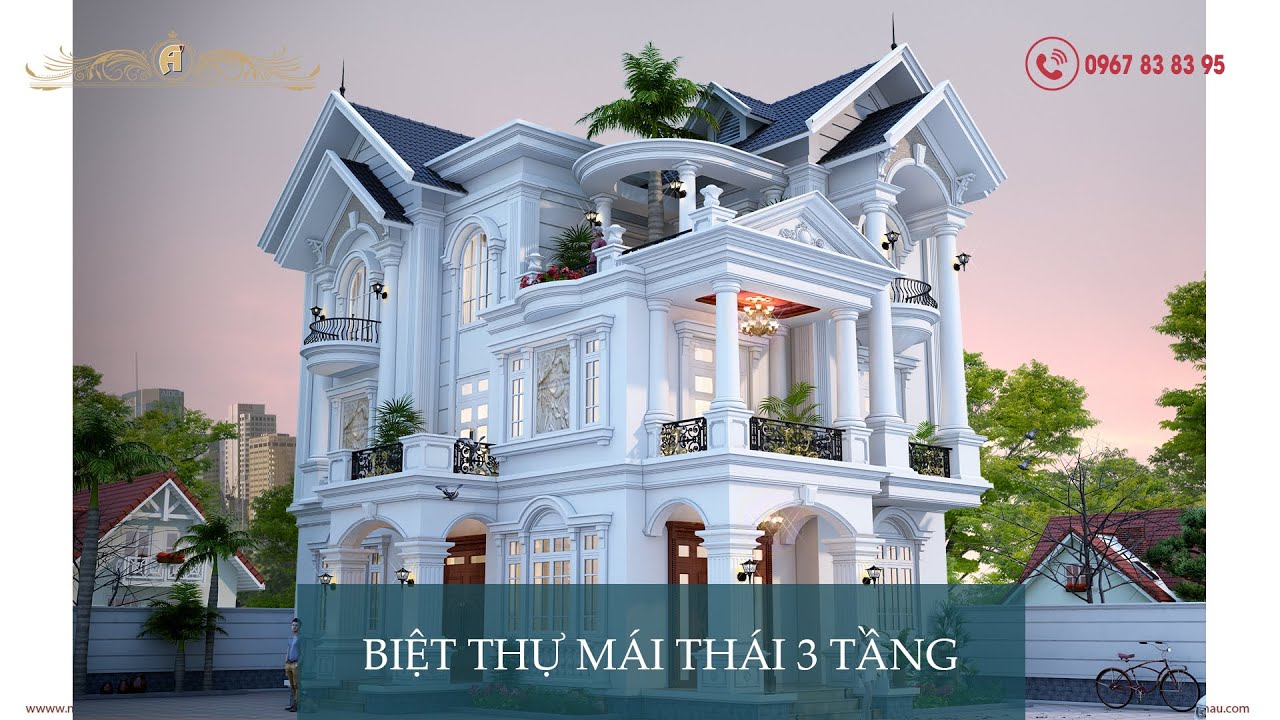 Mẫu nhà biệt thự 3 tầng mái Thái sang trọng  Thiết kế Vạn An