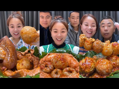 Spıcy Chinese food 🌶 SOSLU ÇİN YEMEKLERİ YEME | Family Mukbang | (Sheep brain, blood sausage) 먹방