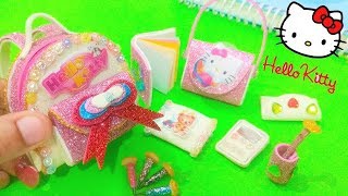 7 DIY Miniature Hello Kitty School Supplies ~ notebooks,, Backpack ,etc ll School Supplies