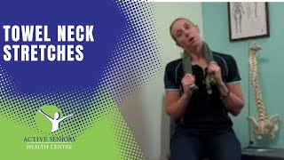 Neck stretches with a towel