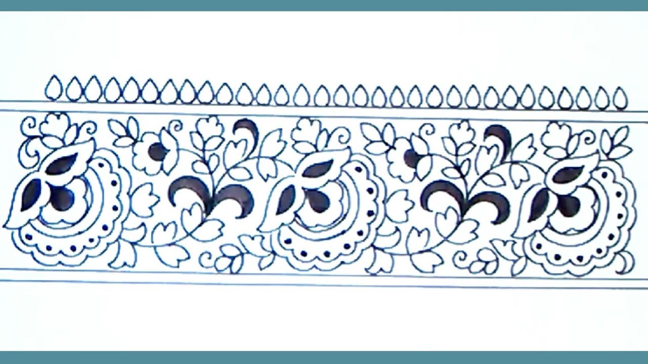 Saree Border Design Concept of Flowers Dots, and Petals Stock Vector -  Illustration of dividing, hinduism: 219226564