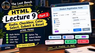 HTML FORM| Radio Button, Checkbox, Color, Select, Submit & Reset | HTML Tutorial #9 part 2