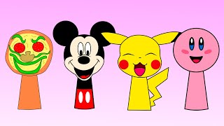 Sprunki All-Stars Mash-Up Kirby, Pizza Face, Mickey & Pika Shock