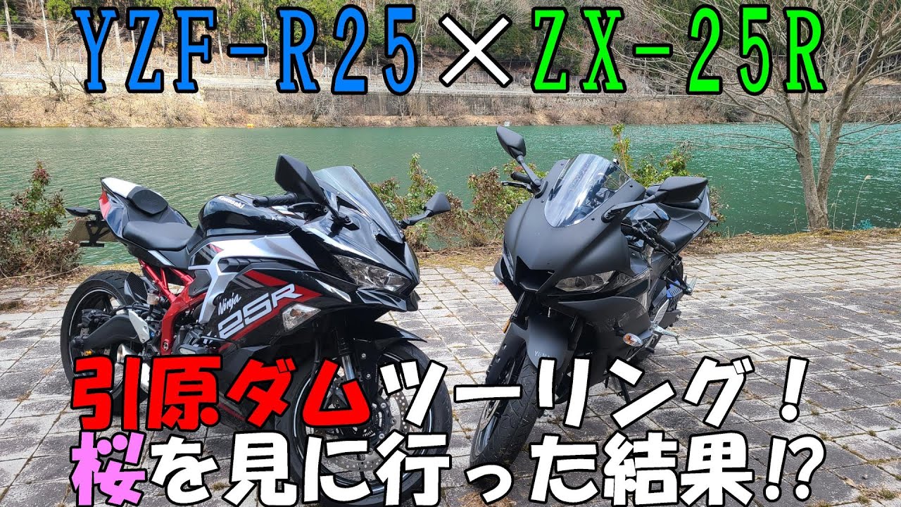 YZF-R25×ZX-25R】引原ダムツーリング！桜を見に行ったのに・・・ - YouTube