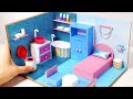 DIY Miniature Cardboard House #33  Blue VS Pink bathroom and bedroom